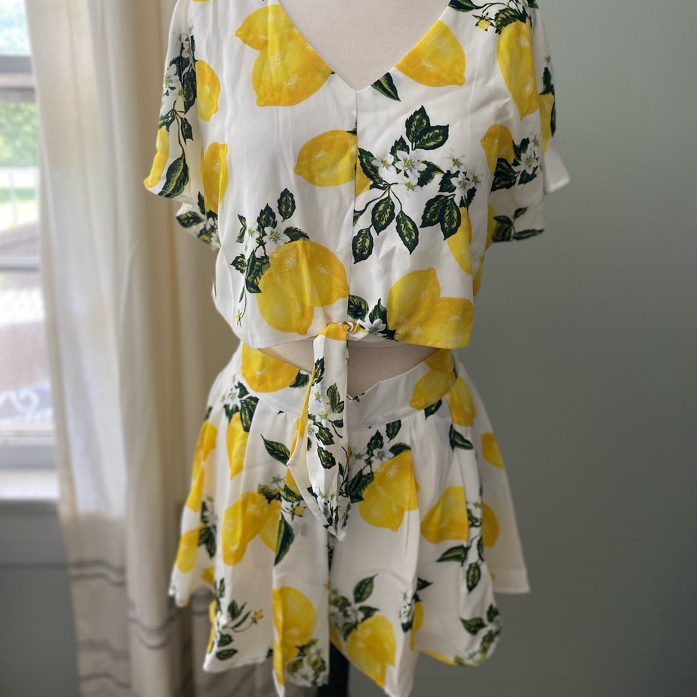 She + Sky brand lemon print chiffon set